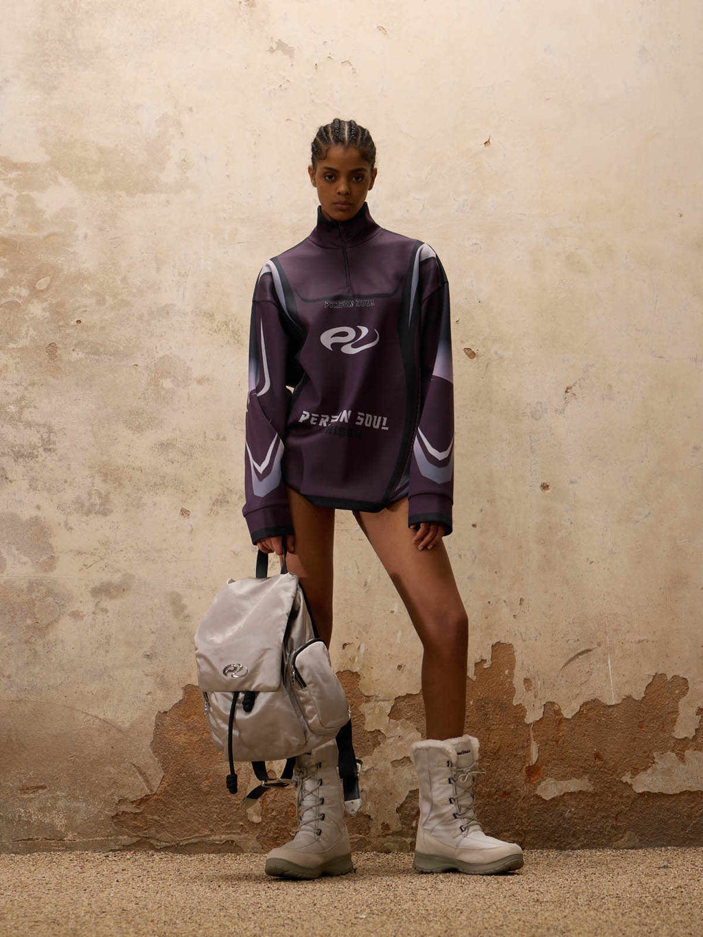 Racing-inspired Contrast-color Turtleneck Long-sleeve T-shirt