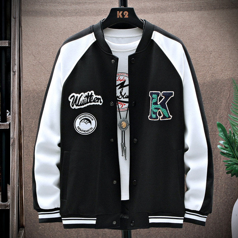 Men's Baseball Collar Clothes Jacket Korean Style Trend Loose Outer Wear Sweater
