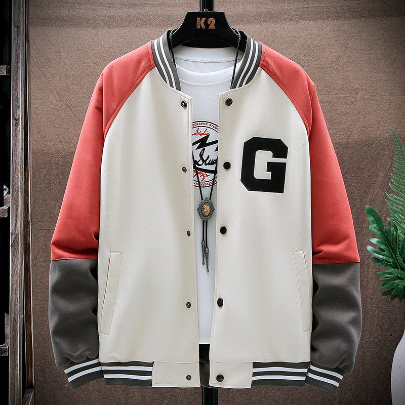 Men's Baseball Collar Clothes Jacket Korean Style Trend Loose Outer Wear Sweater