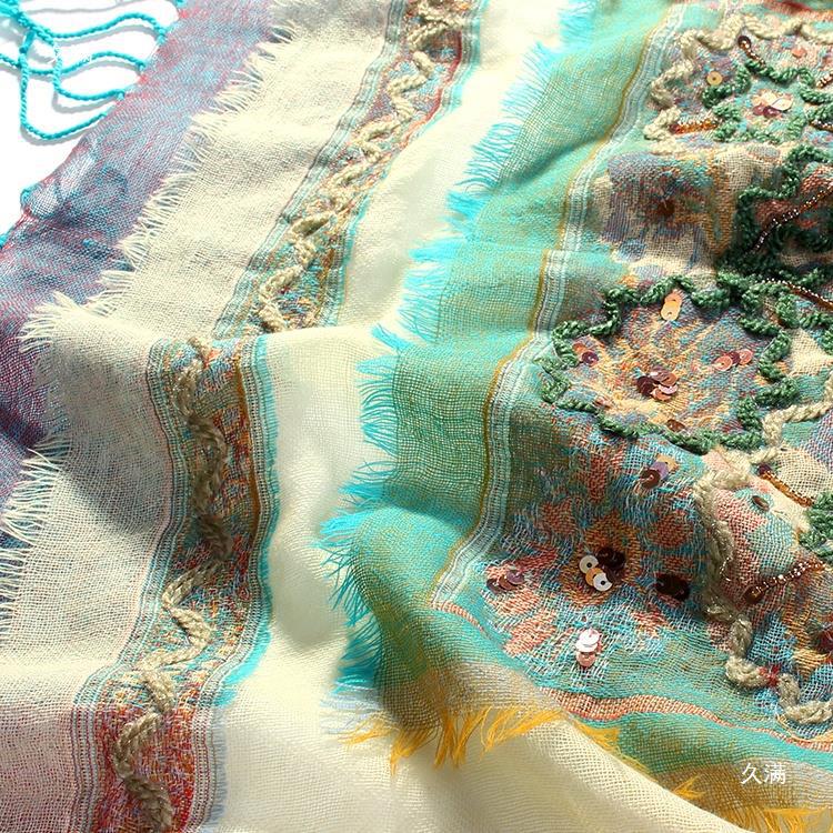 Creative Style Wool Handmade Travel Air Conditioning Embroidery Shawl Scarf