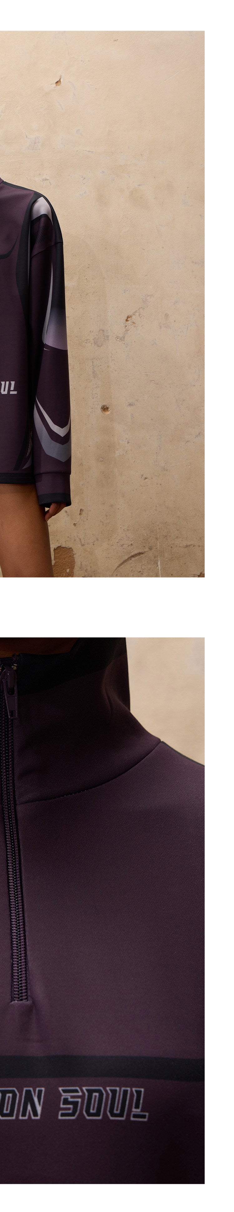 Racing-inspired Contrast-color Turtleneck Long-sleeve T-shirt