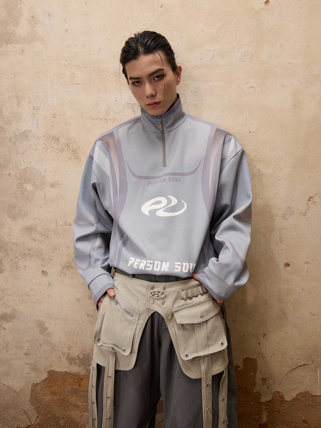 Racing-inspired Contrast-color Turtleneck Long-sleeve T-shirt