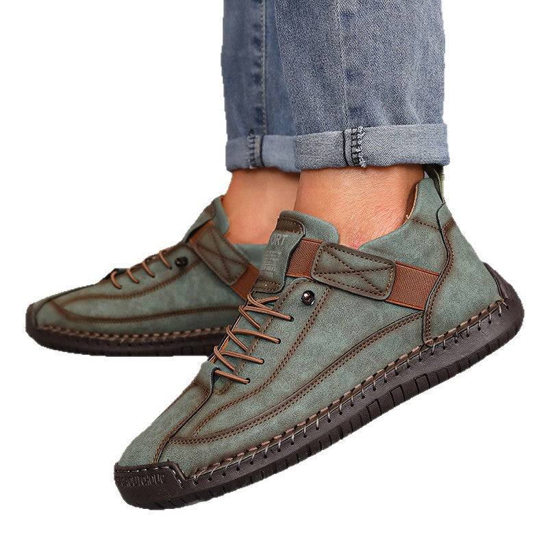 Women's Color Matching Fashion Leather Outdoor Casual Boots