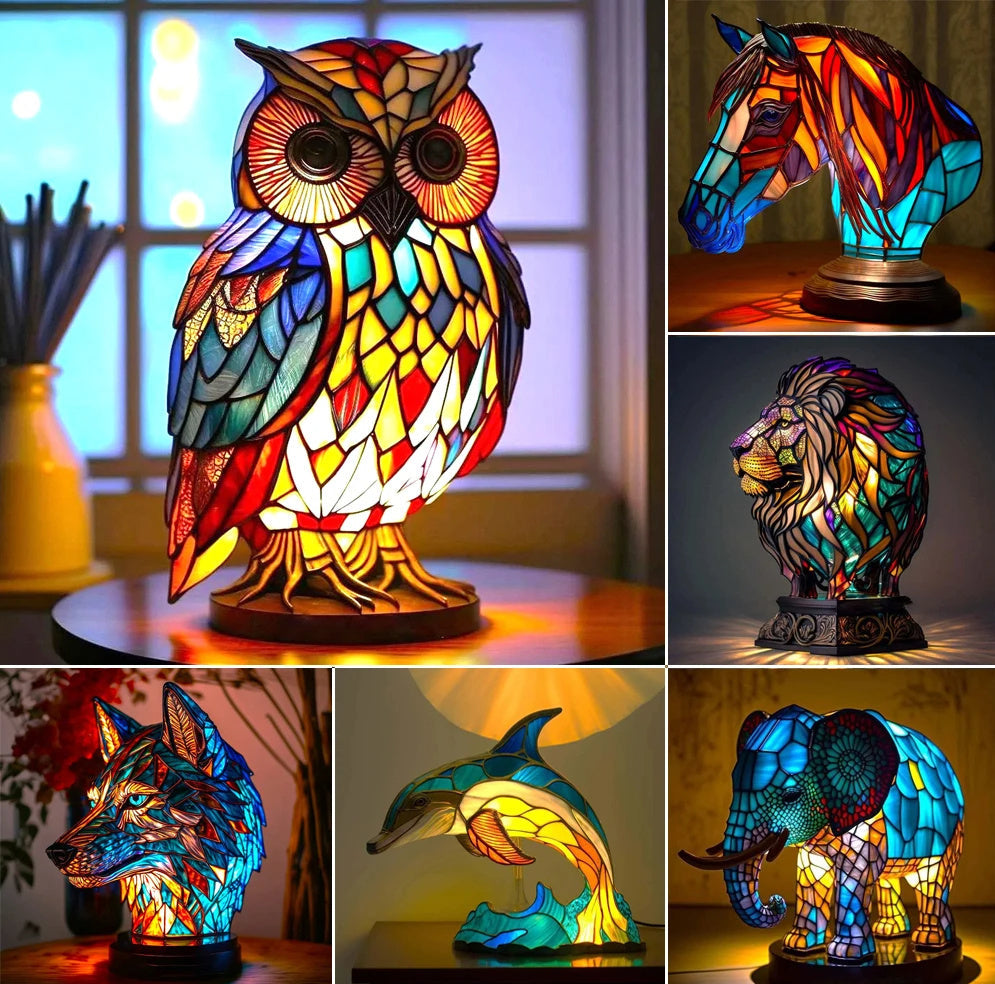 3D Colored Animal Light Desk Lamp Animal Series Decorative Night Light Animal Elephant Owl Cat Vintage Table Lamp Home Decoration