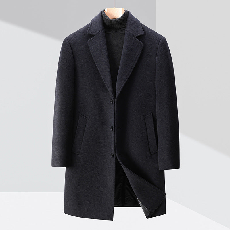 Men's Business Casual Woolen Trench Coat