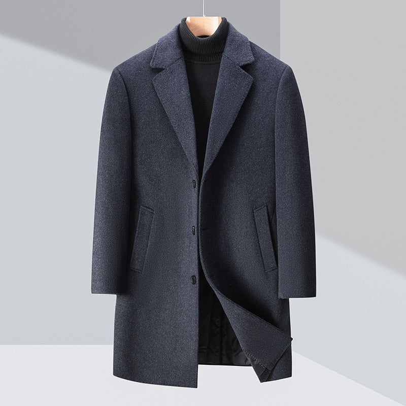 Men's Business Casual Woolen Trench Coat
